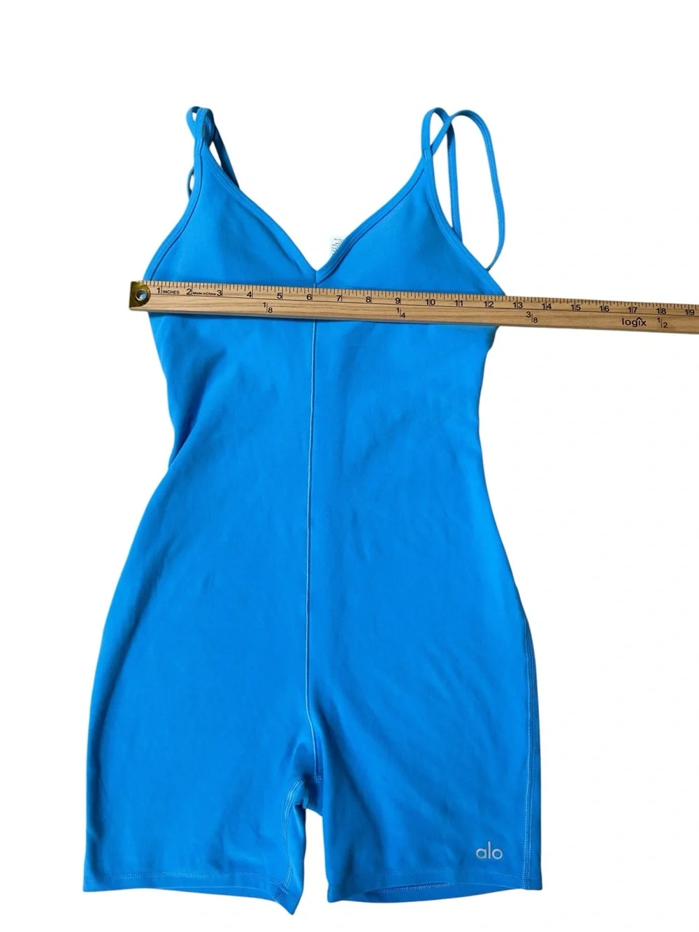 ALO Alosoft Suns Out Onesie Blue Biker Short Active Romper Size XS